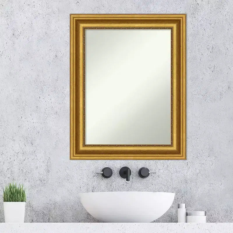 Miroir mural de salle de bain sans biseau 24" x 30" Or - Amanti Art