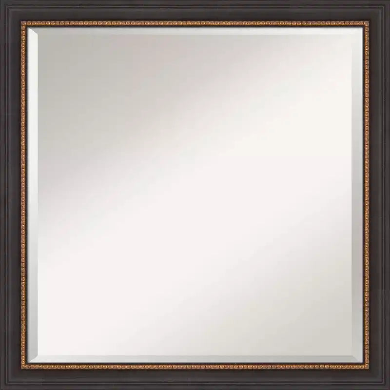 23" x 23" Beveled Ashton Black Wood Wall Mirror - Amanti Art: Modern Square, No Assembly Required