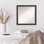 Miroir mural biseauté Ashton en bois noir 23" x 23" - Amanti Art : Carré moderne, Aucun assemblage requis