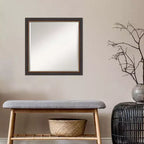 Miroir mural biseauté Ashton en bois noir 23" x 23" - Amanti Art : Carré moderne, Aucun assemblage requis