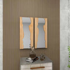 Lot de 2 miroirs muraux contemporains en bois marron – Olivia & May : rectangulaire fait main, bord brut, aucun assemblage requis