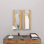 Lot de 2 miroirs muraux contemporains en bois marron – Olivia & May : rectangulaire fait main, bord brut, aucun assemblage requis