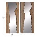 Lot de 2 miroirs muraux contemporains en bois marron – Olivia & May : rectangulaire fait main, bord brut, aucun assemblage requis