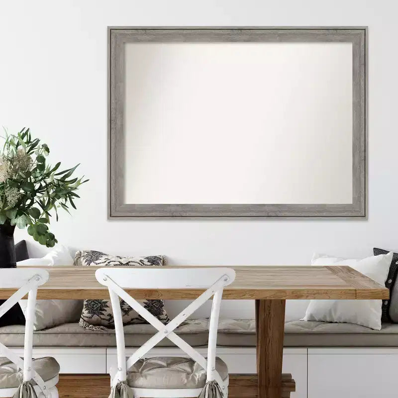 Miroir mural en bois gris vieilli sans biseau Regis 43" x 32" - Amanti Art