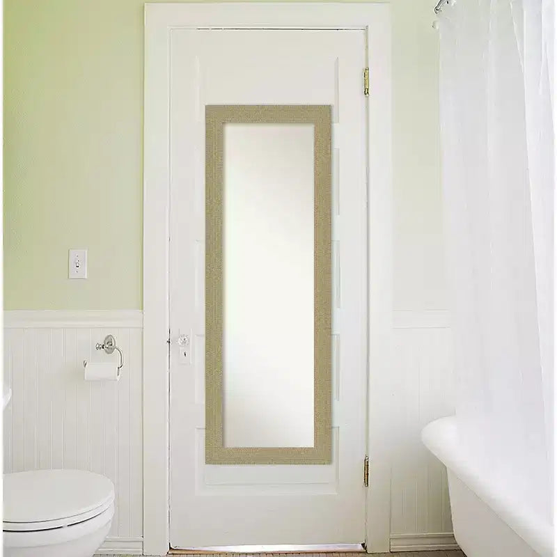 Miroir de porte pleine longueur doré mosaïque non biseauté de 18 po x 52 po - Amanti Art : à suspendre, cadre en polystyrène
