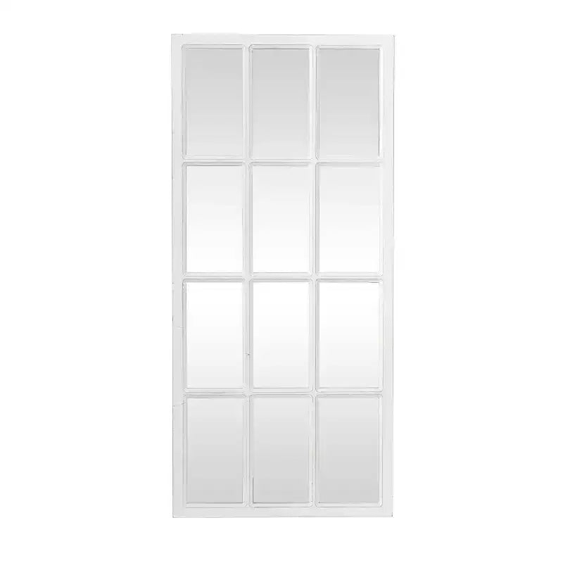 Miroir mural blanc inspiré d'une fenêtre en bois – Olivia & May : Décoration d'entrée de style ferme, rectangle 48 x 22 po