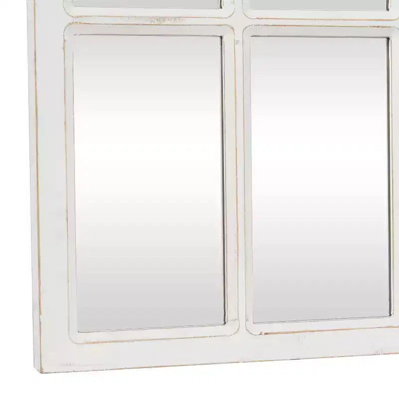 Miroir mural blanc inspiré d'une fenêtre en bois – Olivia & May : Décoration d'entrée de style ferme, rectangle 48 x 22 po
