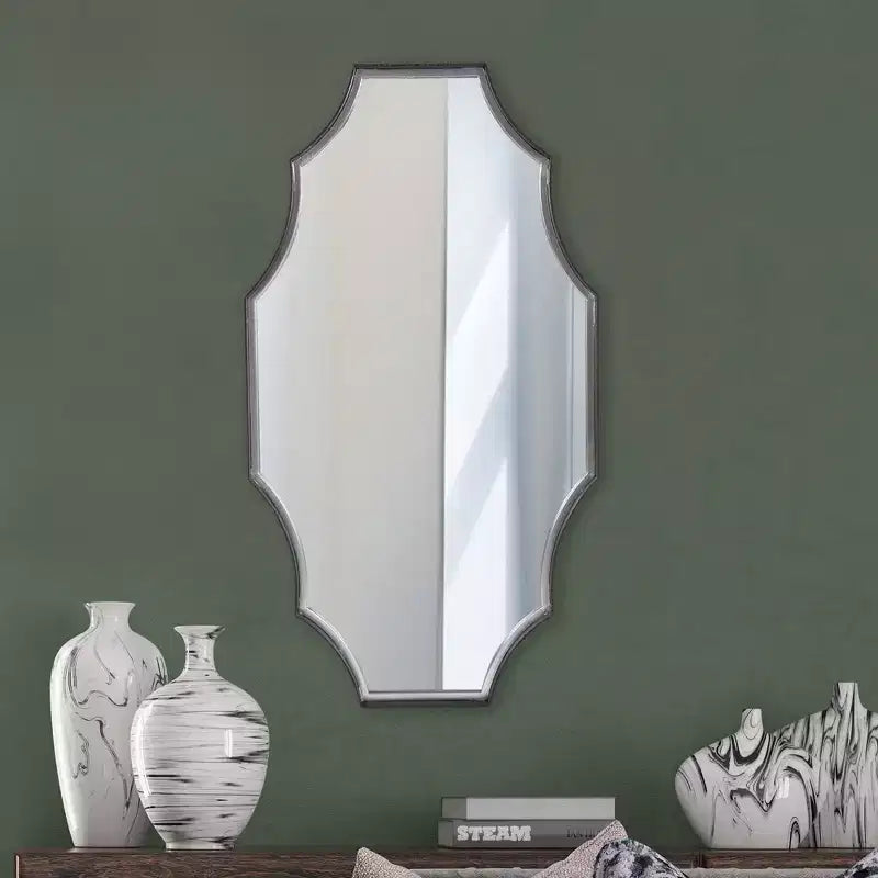 Miroir Howard Elliott 23,5"x23,5" Universal Flow avec placage de pierre : cadre rond moderne en marbre, aucun assemblage requis