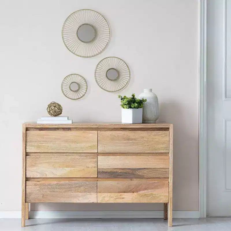 Brewster (Lot de 3) Miroirs Muraux Dorés Ariston : Design Moderne en Rayons de Soleil, Cadre en Métal, Aucun Assemblage Requis
