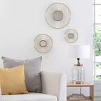 Brewster (Lot de 3) Miroirs Muraux Dorés Ariston : Design Moderne en Rayons de Soleil, Cadre en Métal, Aucun Assemblage Requis