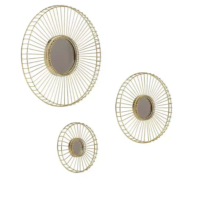 Brewster (Lot de 3) Miroirs Muraux Dorés Ariston : Design Moderne en Rayons de Soleil, Cadre en Métal, Aucun Assemblage Requis