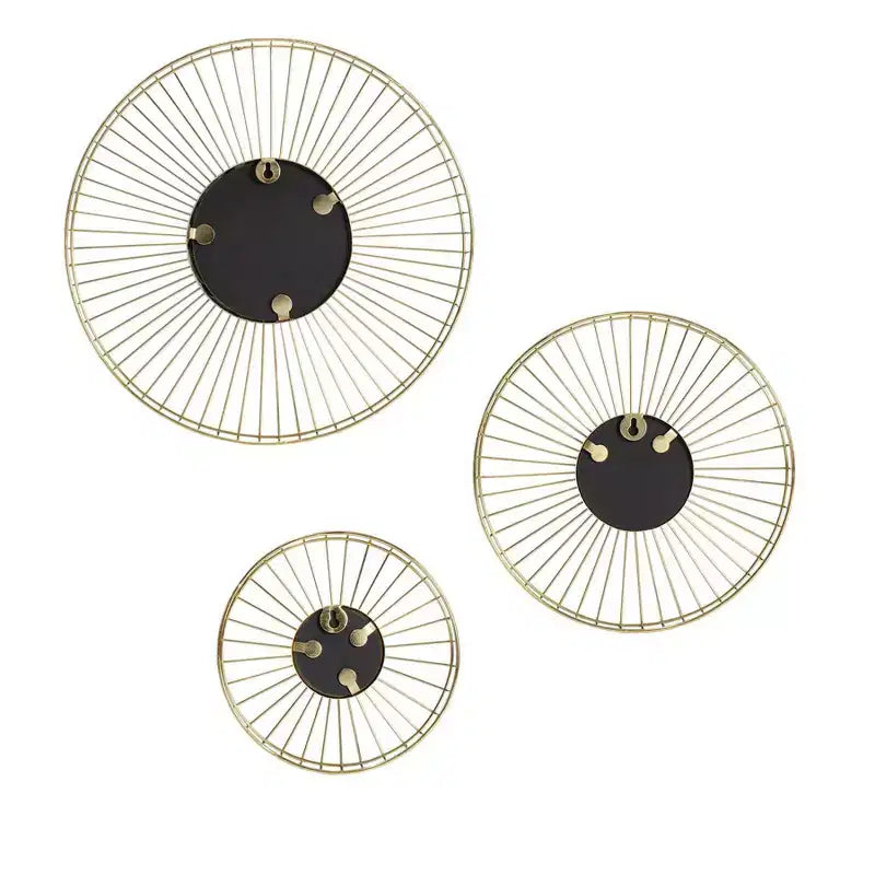 Brewster (Lot de 3) Miroirs Muraux Dorés Ariston : Design Moderne en Rayons de Soleil, Cadre en Métal, Aucun Assemblage Requis