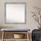 Miroir mural Flair en nickel poli non biseauté 30 po x 30 po - Amanti Art : Carré moderne, inclut le matériel de montage
