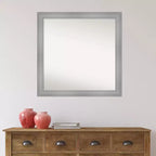 Miroir mural Flair en nickel poli non biseauté 30 po x 30 po - Amanti Art : Carré moderne, inclut le matériel de montage