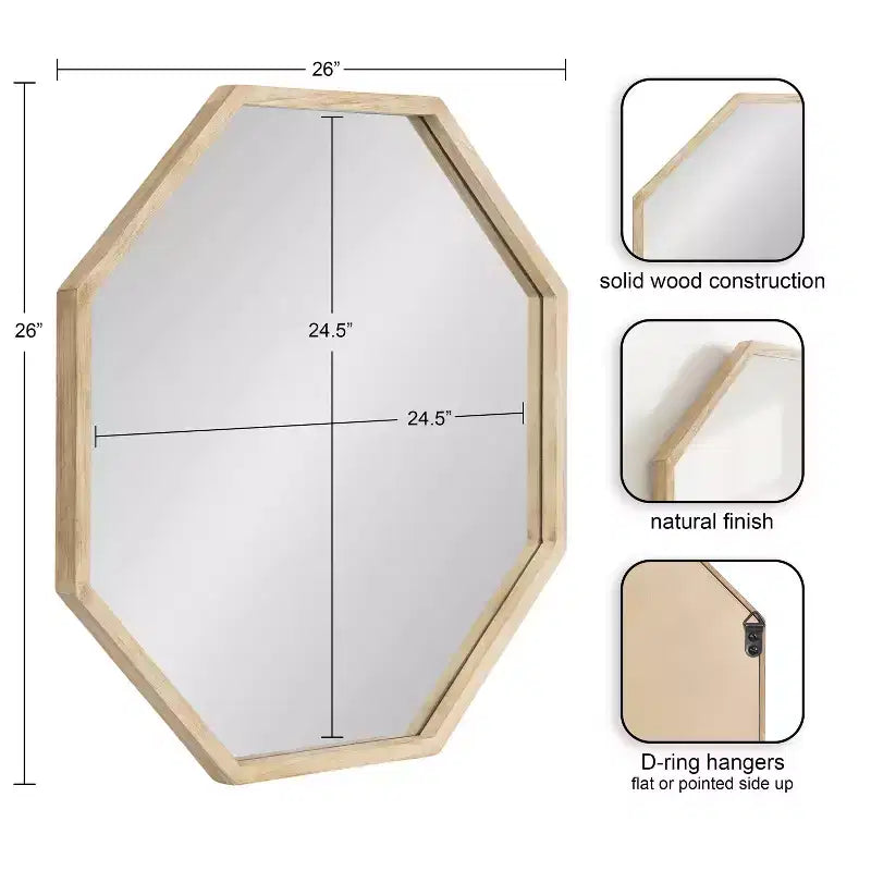 Kate & Laurel All Things Decor Miroir mural Occonor 71x71cm Bois Naturel : Style transitionnel moderne, aucun assemblage requis