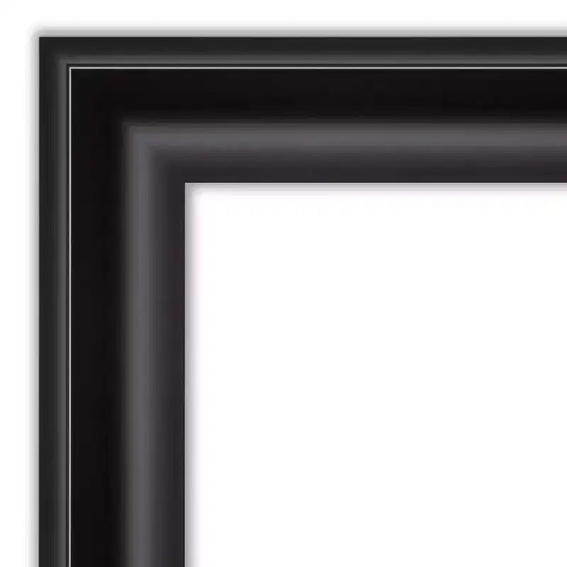 Miroir mural grand format noir 24 po x 30 po sans biseau - Amanti Art : Rectangle moderne, cadre en polystyrène