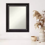Miroir mural grand format noir 24 po x 30 po sans biseau - Amanti Art : Rectangle moderne, cadre en polystyrène