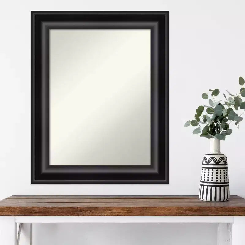 Miroir mural grand format noir 24 po x 30 po sans biseau - Amanti Art : Rectangle moderne, cadre en polystyrène