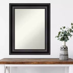 Miroir mural grand format noir 24 po x 30 po sans biseau - Amanti Art : Rectangle moderne, cadre en polystyrène