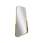 Miroir décoratif ovale 14" x 24" à bord relevé fin, cadre partiellement métallique, doré - Head West