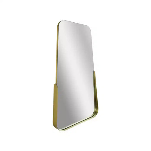 Miroir décoratif ovale 14" x 24" à bord relevé fin, cadre partiellement métallique, doré - Head West