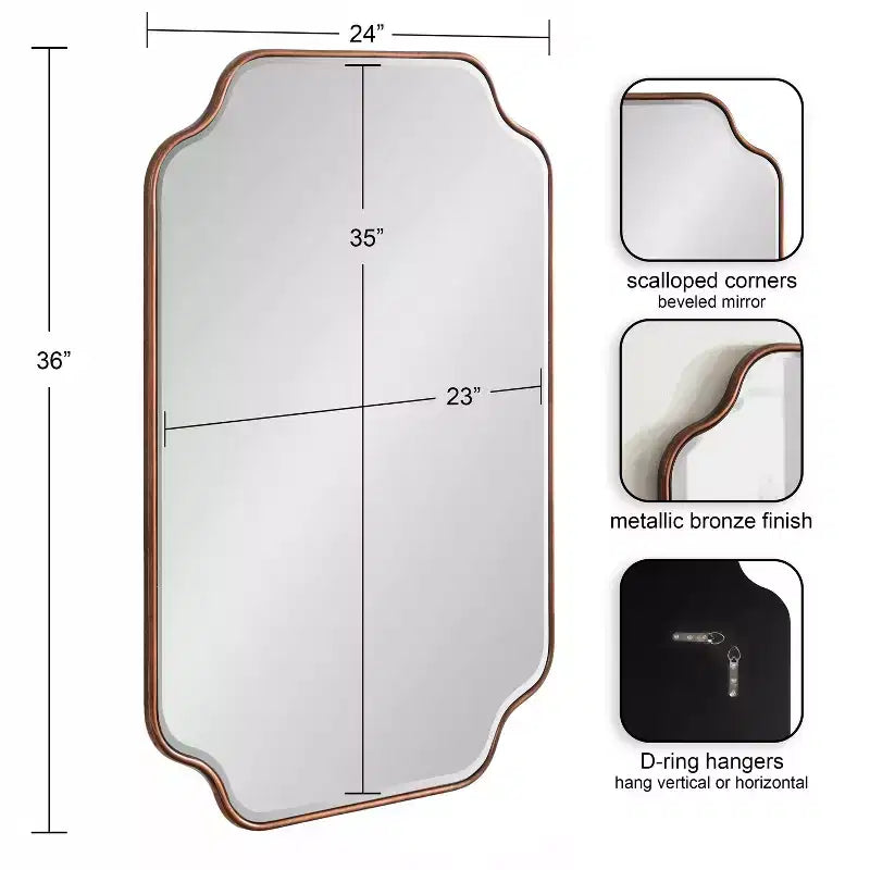 Kate & Laurel All Things Decor Miroir mural encadré Plumley 61 x 91 cm Bronze
