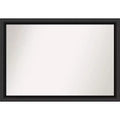 40" x 28" Non-Beveled Nero Wood Bathroom Wall Mirror Black - Amanti Art: Modern Rectangular, Includes Mount Hardware