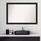 Miroir mural de salle de bain en bois Nero non biseauté de 40 po x 28 po noir - Amanti Art : Rectangulaire moderne, quincaillerie de montage incluse