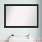 Miroir mural de salle de bain en bois Nero non biseauté de 40 po x 28 po noir - Amanti Art : Rectangulaire moderne, quincaillerie de montage incluse