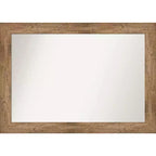 42" x 30" Non-Beveled Owl Wood Bathroom Wall Mirror Brown - Amanti Art: Modern Rectangle, Wall Mount