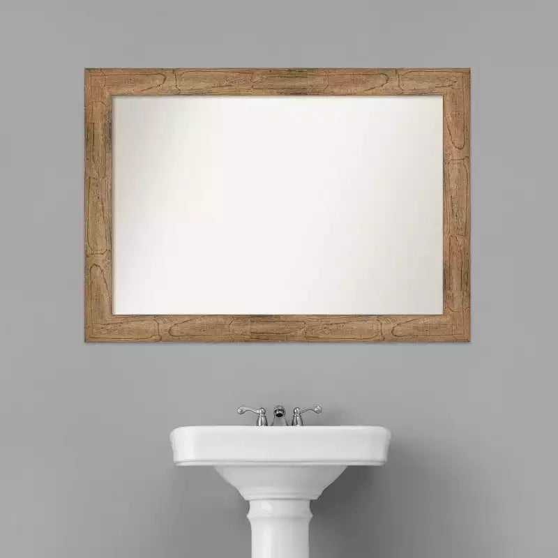 Miroir mural de salle de bain en bois de hibou non biseauté 42" x 30" marron - Amanti Art : Rectangle moderne, fixation murale