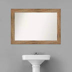 Miroir mural de salle de bain en bois de hibou non biseauté 42" x 30" marron - Amanti Art : Rectangle moderne, fixation murale