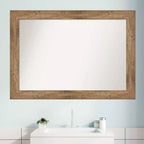 Miroir mural de salle de bain en bois de hibou non biseauté 42" x 30" marron - Amanti Art : Rectangle moderne, fixation murale