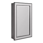 Head West 16"x26" Stylish Brushed Black Sleek Metro Beaded Medicine Cabinet with Mirror