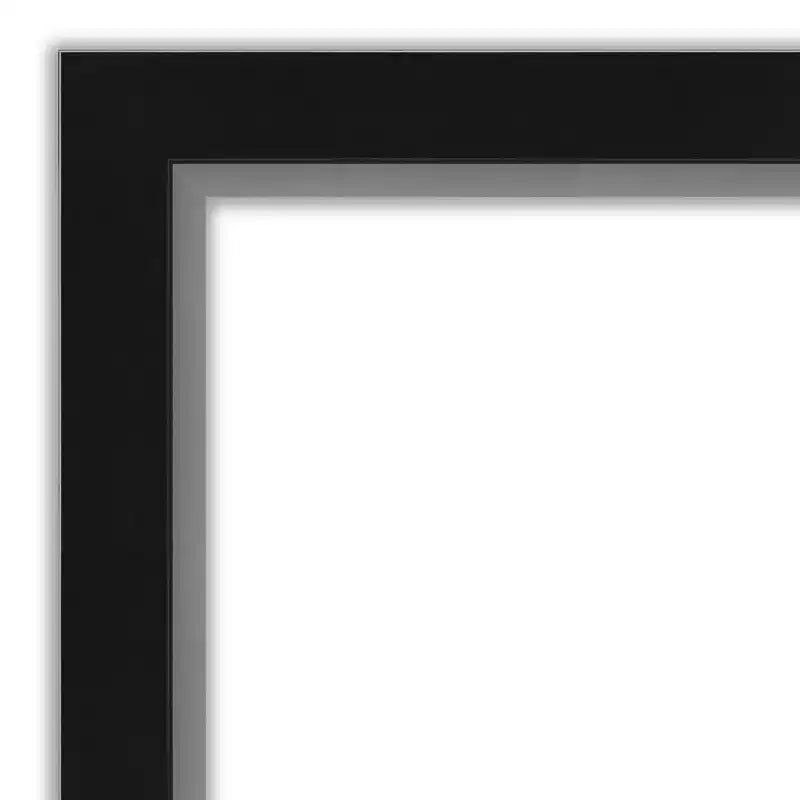 Miroir mural étroit de salle de bain en Eva sans biseau 21" x 27" Noir - Amanti Art : Rectangle moderne, cadre en polystyrène, à fixer au mur