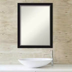 Miroir mural étroit de salle de bain en Eva sans biseau 21" x 27" Noir - Amanti Art : Rectangle moderne, cadre en polystyrène, à fixer au mur