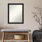 Miroir mural étroit de salle de bain en Eva sans biseau 21" x 27" Noir - Amanti Art : Rectangle moderne, cadre en polystyrène, à fixer au mur