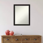 Miroir mural étroit de salle de bain en Eva sans biseau 21" x 27" Noir - Amanti Art : Rectangle moderne, cadre en polystyrène, à fixer au mur