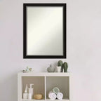Miroir mural étroit de salle de bain en Eva sans biseau 21" x 27" Noir - Amanti Art : Rectangle moderne, cadre en polystyrène, à fixer au mur