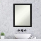 Miroir mural étroit de salle de bain en Eva sans biseau 21" x 27" Noir - Amanti Art : Rectangle moderne, cadre en polystyrène, à fixer au mur