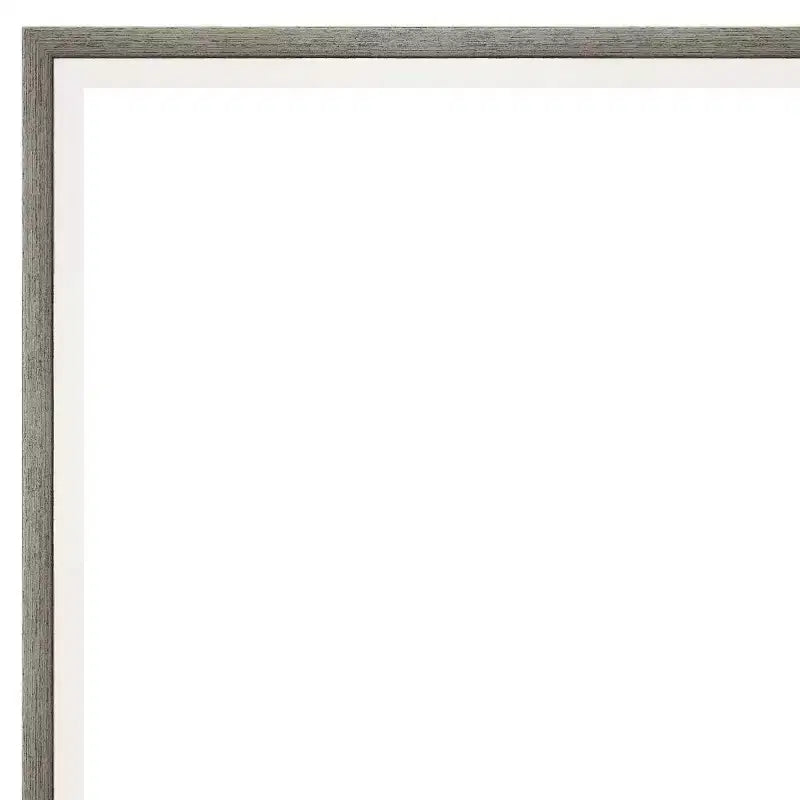 Miroir mural de salle de bain Lucie Wood sans biseau de 29 po x 23 po, argent - Amanti Art : Rectangulaire moderne, quincaillerie de montage incluse