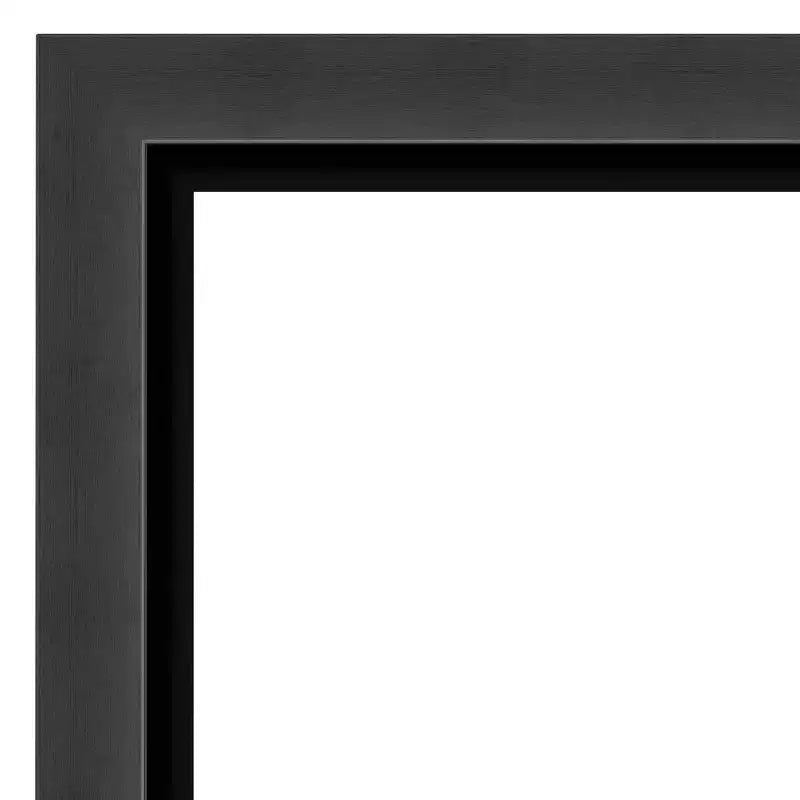 Miroir mural noir Tuxedo de 41 po x 29 po sans biseau - Amanti Art : Grand, moderne, rectangulaire, cadre en polystyrène