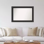Miroir mural noir Tuxedo de 41 po x 29 po sans biseau - Amanti Art : Grand, moderne, rectangulaire, cadre en polystyrène