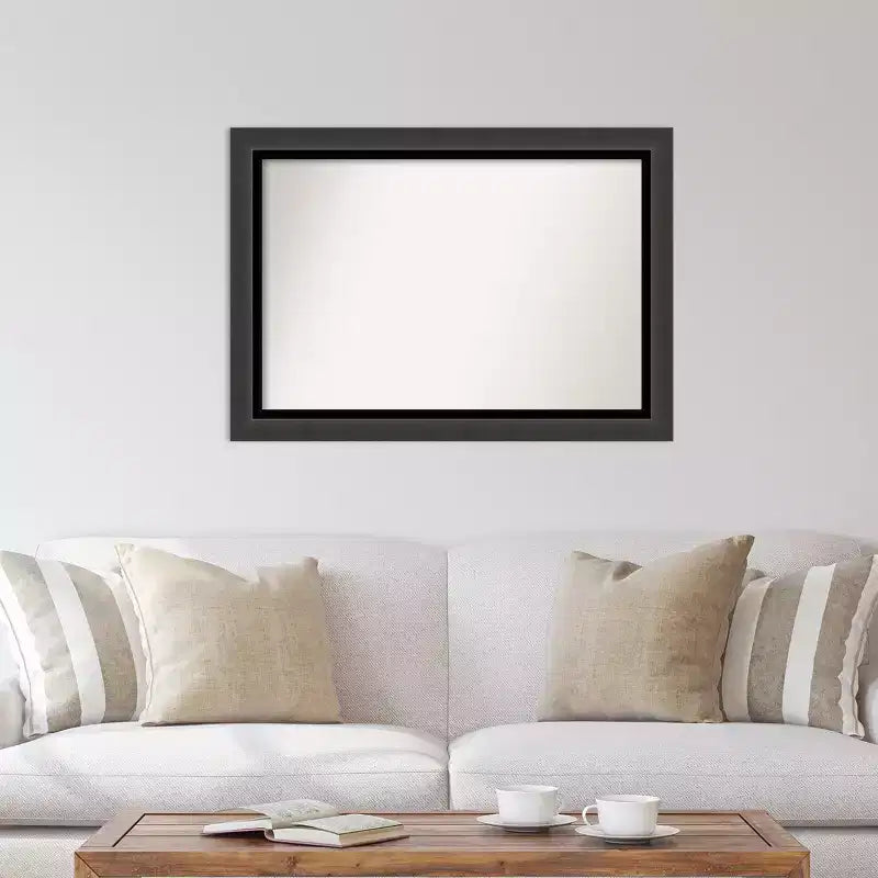 Miroir mural noir Tuxedo de 41 po x 29 po sans biseau - Amanti Art : Grand, moderne, rectangulaire, cadre en polystyrène