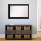 Miroir mural noir Tuxedo de 41 po x 29 po sans biseau - Amanti Art : Grand, moderne, rectangulaire, cadre en polystyrène