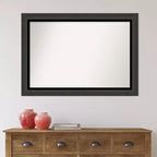 Miroir mural noir Tuxedo de 41 po x 29 po sans biseau - Amanti Art : Grand, moderne, rectangulaire, cadre en polystyrène