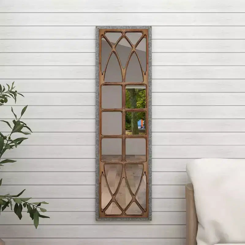 Miroir Mural Cadre Bois de Ferme Inspiré d'un Cadre de Fenêtre Marron - Olivia & May : Décoration Rectangulaire Rustique, Aucun Assemblage Requis