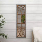 Miroir Mural Cadre Bois de Ferme Inspiré d'un Cadre de Fenêtre Marron - Olivia & May : Décoration Rectangulaire Rustique, Aucun Assemblage Requis