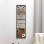 Miroir Mural Cadre Bois de Ferme Inspiré d'un Cadre de Fenêtre Marron - Olivia & May : Décoration Rectangulaire Rustique, Aucun Assemblage Requis