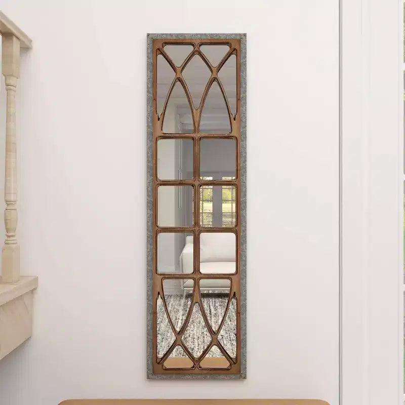 Miroir Mural Cadre Bois de Ferme Inspiré d'un Cadre de Fenêtre Marron - Olivia & May : Décoration Rectangulaire Rustique, Aucun Assemblage Requis